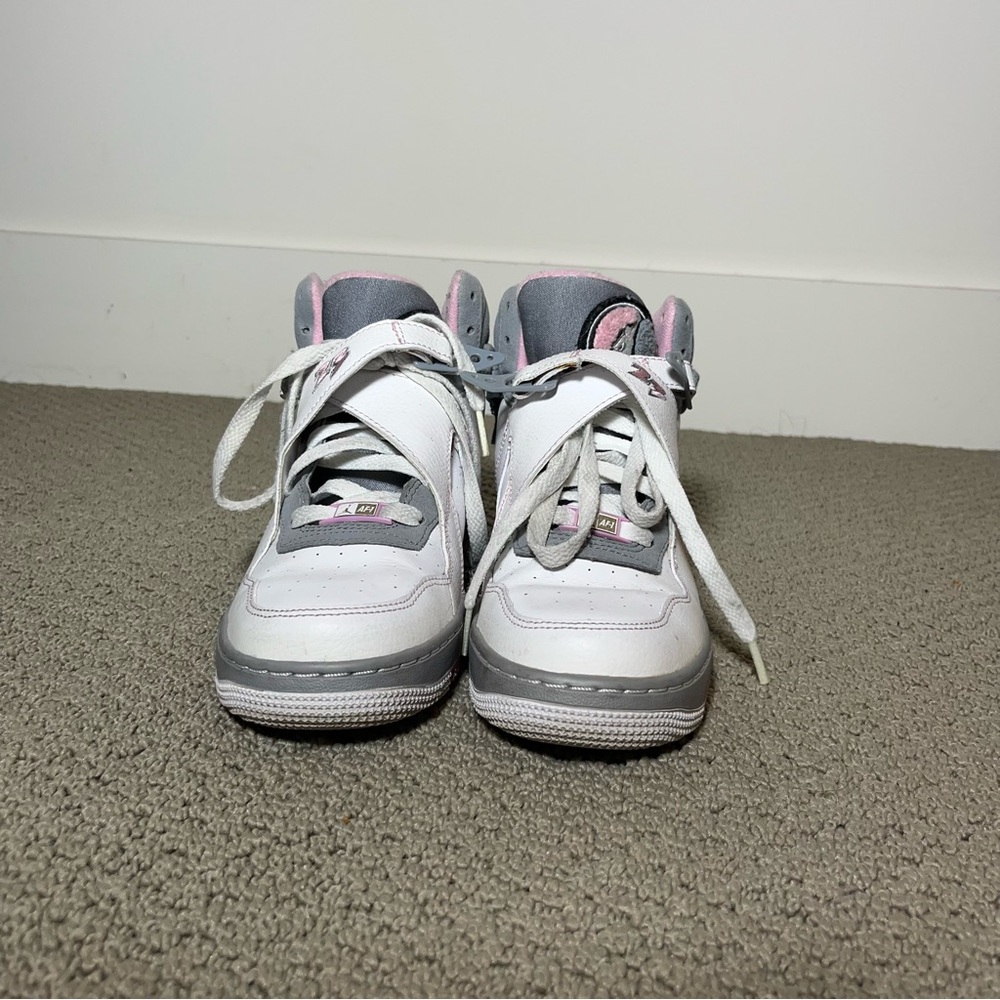 Jordan 8 Big Kids White, Gray and Pink Sneakers